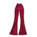 Retro High-Waisted Polka Dot Flared Pants For Women, Loose Fit Wide Leg Trousers With Stretch Waistband, Korean Style Boho Chic Lounge Palazzo Pants_mkmklike.com