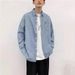 Cowboy Long Sleeved Korean Version Trendy Handsome Men's Workwear Shirt Spring Autumn Loose Casual Jacket_mkmklike.com