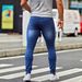 Men's European American Style Ripped Slim Fit Stretch Skinny Jeans Trendy Blue Street Fashion Tight Wash In Stock_mkmklike.com