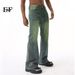 EF JEANS | 2024 New Product, American Retro Street Trend, Green Micro-flared Jeans, Trousers Tide_mkmklike.com