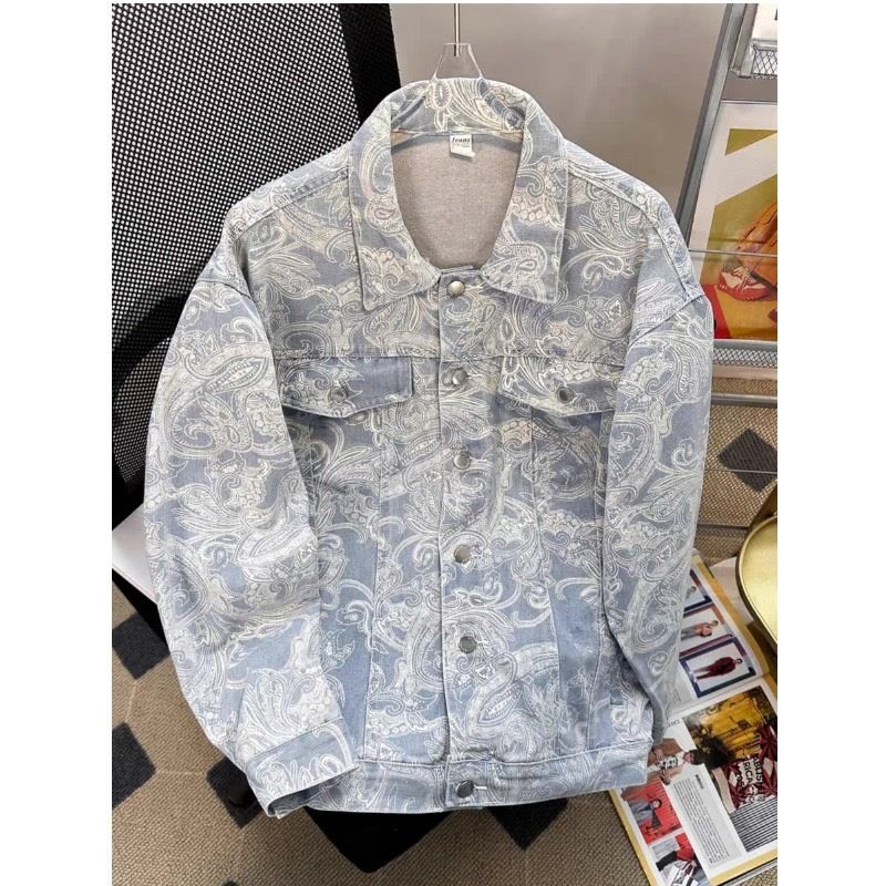 Men's Clothing Printed Denim Jacket Men's Spring And Autumn Retro All Match Tops High Street Retro Fashion Brand Jacket_mkmklike.com