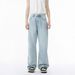 Men's Clothing Four Season Washed Light Blue All Match Straight Commuter Casual Jeans_mkmklike.com