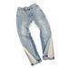 Cross-border Wholesale Original Label . Washed Distressed Patchwork Denim Bell-bottom Jeans_mkmklike.com