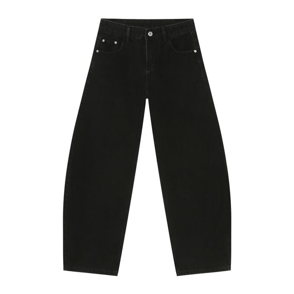 Men's Clothing Retro Silhouette Washed Scimitar Jeans Men's Trendy Brand Loose Straight Wide Leg Trousers_mkmklike.com