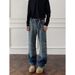 Cleanfit Men's Autumn Cat-ear Gradient Jeans, Niche Design Pants, American Retro Straight-leg Flared Jeans_mkmklike.com