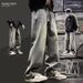 High Street Trendy Straight-leg Pants Spring And Autumn American Vibe Pants Loose Casual Trousers Three-bar Jeans Boys_mkmklike.com