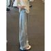 "Men's Distressed Blade-Cut Jeans – Relaxed Straight-Leg Wide Trousers (Summer Lightweight, Urban Streetwear, Stretch Comfort)"_mkmklike.com