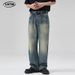 LKTM Wear # Washed With Damaged Mouth, Jeans, Men's Cleanfit, Loose Straight Tube, Broken Hole, Long Pants Ffe_mkmklike.com