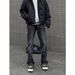 Men's Slim Fit Flared Jeans – Fleece-Lined Winter Denim Pants, High Waisted Stretch Black Jeans (Black/Gray, S-3XL)_mkmklike.com