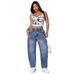 Women's Summer Loose Straight Leg Wide Leg Jeans Washed Denim New Style_mkmklike.com
