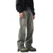 2025 Spring/Summer New American High Street Jeans With Men's Design Sensation, Splashing Ink, Dirty, Micro Wide Straight_mkmklike.com