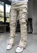 2023 New Men's Street Fashion Ins Elastic Patch Denim Straight Leg Pants_mkmklike.com