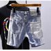 Men’s Slim-Fit Distressed Denim Shorts – Paint Splatter & Patchwork Streetwear (Blue, Sizes 28-36)_mkmklike.com