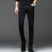 Suitable For All Seasons Trendy Light-colored Jeans For Men High Street Fashion Slim Fit Skinny Motorcycle Stretch Zipper Cropped Pants_mkmklike.com