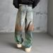 Men's Clothing Style Denim Trendy Loose Straight Leg Personalized Tie Dye Iridescent Washed Midweight Cotton Jeans_mkmklike.com