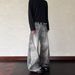 Unisex High End Gradient Curved Blade Jeans Black/Gray Retro Washed Deconstructed Loose Fitting Mid Waist Wide Leg Trousers_mkmklike.com
