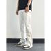 Nordmann White Flared Jeans For Men, European And American High Street Style, Zipper With Unique Design, Loose Straight Casual_mkmklike.com