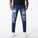 Men's American Style Stretch Denim Jeans With Ripped Details Light Blue Casual Trousers Comfortable Fit_mkmklike.com
