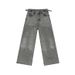 EF JEANS | 2025 New American Niche Retro Belt Adjustable Straight Loose Grey Jeans_mkmklike.com