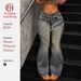 Women's Clothing Women's BAGGY Flared Jeans Frayed Floor Length Long Pants_mkmklike.com