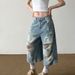Vintage Washed Distressed Denim Capri Pants – Unisex Retro Ripped Knee & Cat Whisker Jeans (Blue, S-XXXL, Streetwear, Hip Hop Style, Comfort Fit)_mkmklike.com