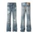 Men's Vintage Washed Distressed Jeans High Street Baggy Denim Pants Relaxed Fit Frayed Hem Retro Blue 75% Cotton S-3XL_mkmklike.com