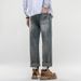 New Spring Jeans Men's Harlan Loose Trendy Brand American Retro Washing Double Craft Medium Waist Large Size Youth Embroidery Knowledge Clothes_mkmklike.com