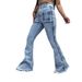 Women's Clothing Fashion High Waist Versatile Slim Fit Mopping Twist Elastic Denim Flared Pants_mkmklike.com