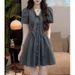 2025 Evening Breeze Southern Summer New French Hepburn Style V-Neck Dress Short Sleeved Skirt_mkmklike.com