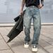 Vintage Washed Denim Jeans For Men - Relaxed Fit Straight Leg Casual Trousers With High Street Aesthetic, Light Blue_mkmklike.com