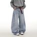 Men's Versatile Whiskered Casual Drape Zippered Straight Leg Jeans Turquoise Stone Wash Spring Autumn_mkmklike.com