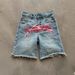 Men's Clothing Retro Washed Loose Shorts Personality Trend Pattern Street Straight Jeans Men_mkmklike.com