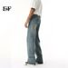 EF JEANS | 2025 Spring New Korean Version Retro High Street Straight Old Simple Wide Leg Washed Jeans_mkmklike.com