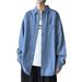 American Long Sleeved Denim Shirt Men's Spring Trend Loose Casual Workwear Cardigan Jacket Clothes_mkmklike.com