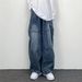 Streetwear Hong Kong Style Retro Draped Loose Wide-Leg Casual Big Pocket Cargo Jeans Washed New Dad Pants For Men And_mkmklike.com