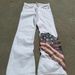Women's High Waist Loose Straight Leg Jeans Slightly Flared Design Flag Patchwork European American Style Denim_mkmklike.com