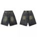 Men's Clothing American Street Fashion Brand Loose Distressed Washed Denim Shorts Men's Mid Length Pants Simple Basic Summer Shorts Men_mkmklike.com