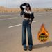 In-stock Wholesale Fleece-lined Thickened Stretch Straight-leg Pants, High-waisted Slimming Fashionable Versatile_mkmklike.com