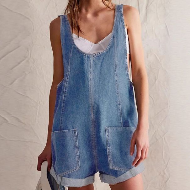 Women's Clothing Summer Loose Fit Denim Overalls Shorts For Women European And American Style_mkmklike.com