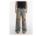 Distressed Washed Wide-Leg Jeans For Men & Women - High Waist Straight Denim Pants With Button Fly & Raw Hem_mkmklike.com