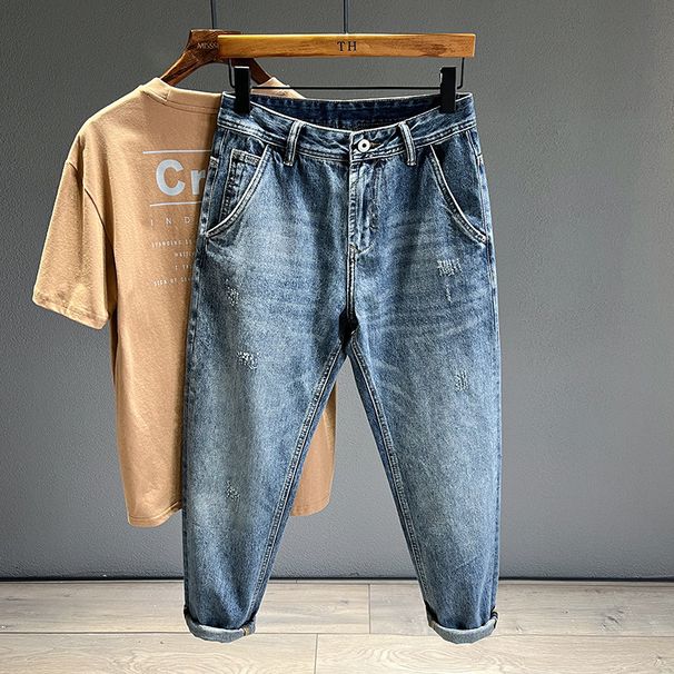 Men's Clothing Autumn And Winter New Men's Fashion Brand Retro Casual Loose Harem Tapered Daddy Non Stretch Denim Trousers_mkmklike.com