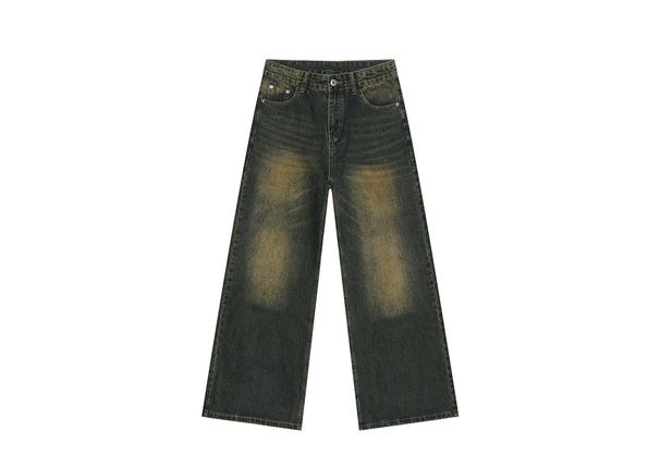 Men's Clothing Distressed Retro Casual Pants, Versatile Flowing Floor Length Denim Pants_mkmklike.com