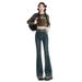2024 Spring New High-Waisted Flared Jeans For Women, Double-Layered Frayed Hem Pants, Versatile Bell-Bottom Pants_mkmklike.com