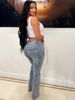 European And American Women's Double Waistband Fashionable Multi-pocket Denim Trousers_mkmklike.com