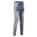 Men's Clothing Jeans For Men, Three Dimensional Tailoring, American Retro Stretch Tights, Men's Straight Leg Ripped Jeans 917_mkmklike.com