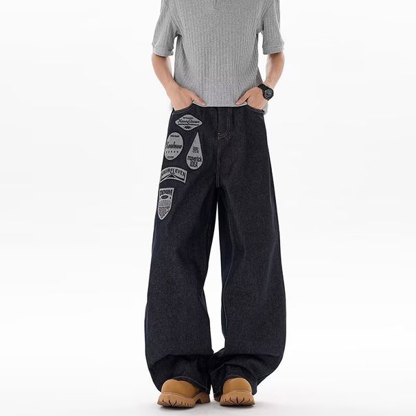 Spring/Summer New Retro Ripped Jeans Loose Fit Distressed Washed Wide Leg Pants Street Style For Men And Women_mkmklike.com