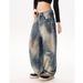 Men's Clothing Tie-Dye Gradient Jeans – Acid Wash Distressed Denim Pants (Unisex Vintage Streetwear, Wide-Leg, Raw Edge, Hand-Painted Fading)_mkmklike.com