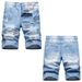 Men's Distressed Denim Shorts With Diamond Star Embroidery - Slim Fit Casual Ripped Jeans Shorts For Men_mkmklike.com