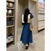 ELLE Super Stylish Denim Blue For Women, Autumn New Slimming And Concealing College Style Vest Dress Two-Piece Set_mkmklike.com