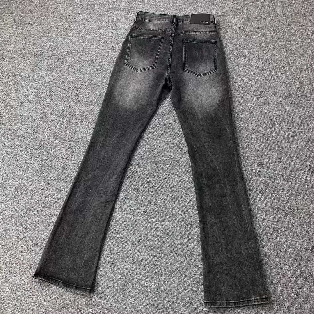 American-style Deconstructed Black Gray Pattern Clean-fit High Street Style Washed Straight-leg Jeans With A Vintage_mkmklike.com